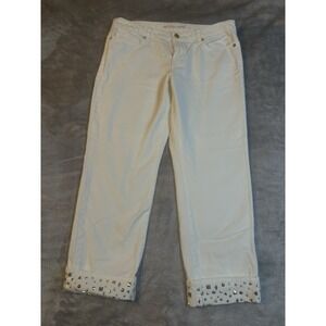 Michael Kors Jeans Women's Jeweled Cream Gold Rhinestones Cuff‎ Boyfriend 0 (4)